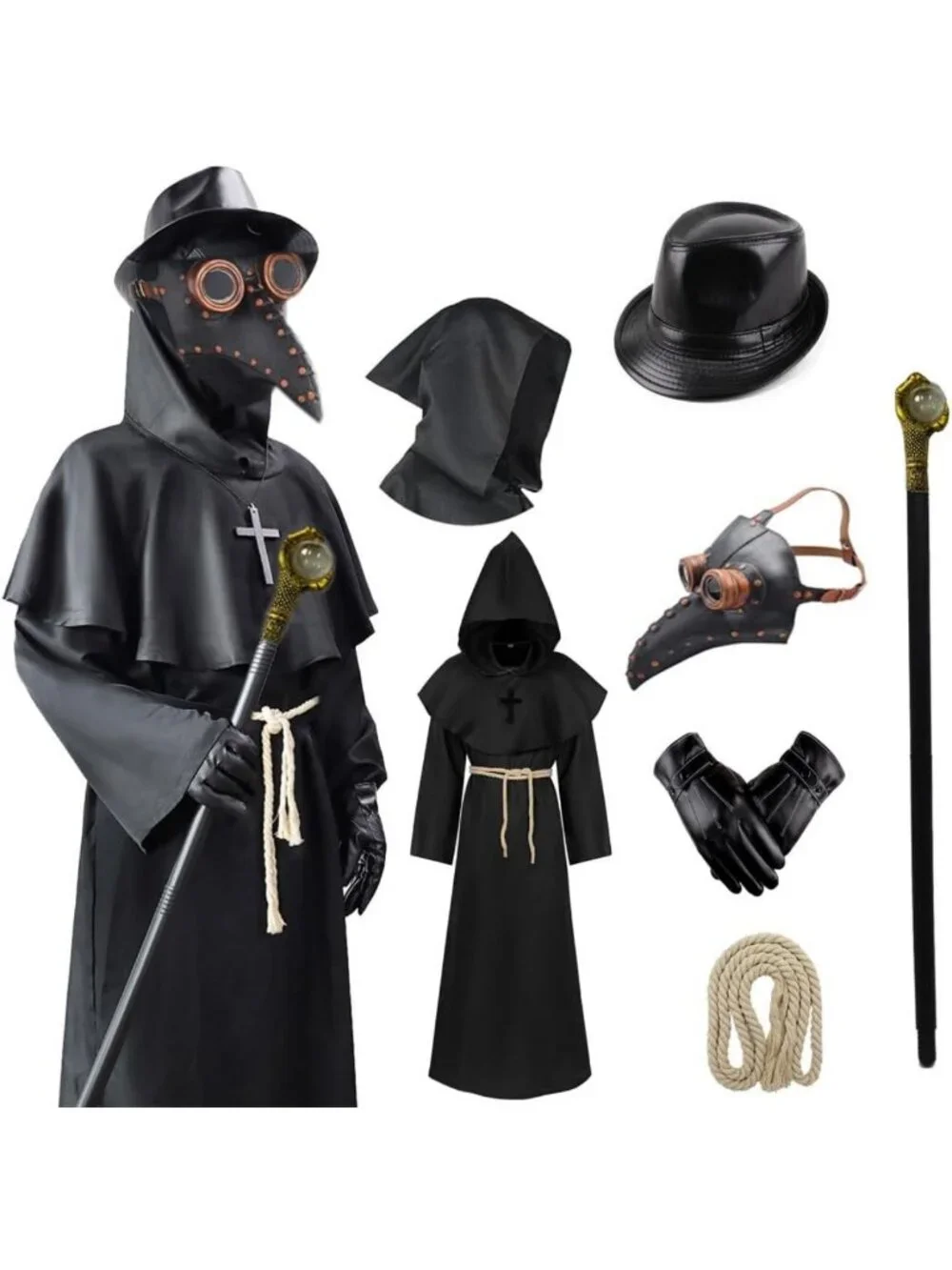 Steampunk Plague Doctor Mask & Cloak Set | Halloween Costume, Horror Party Props